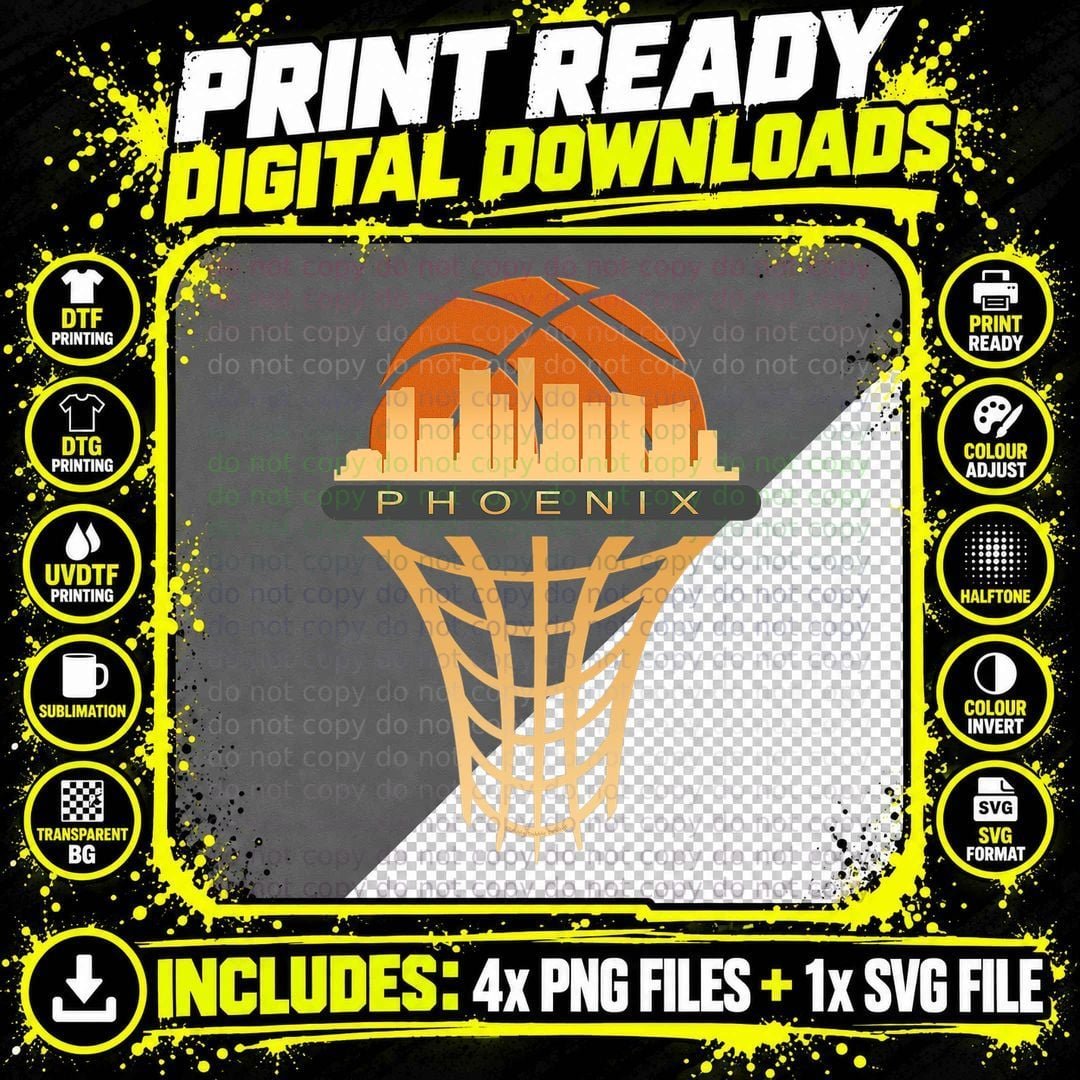 Basketball Design Phoenix City Skyline - Basketball Fans Png SVG Digital Bundle