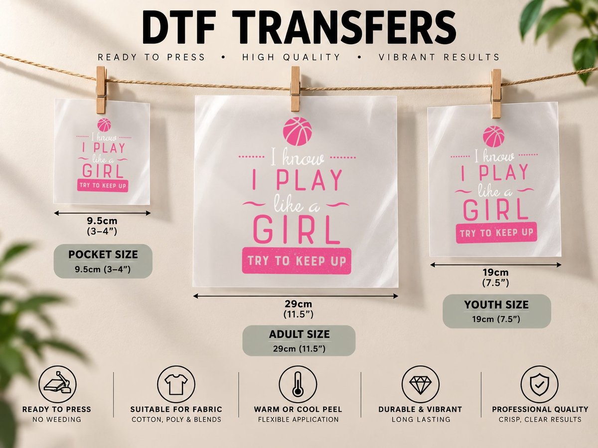 Basketball -Girls Basketball Gift- Play Like a Girl Copy DTF Transfer Iron On