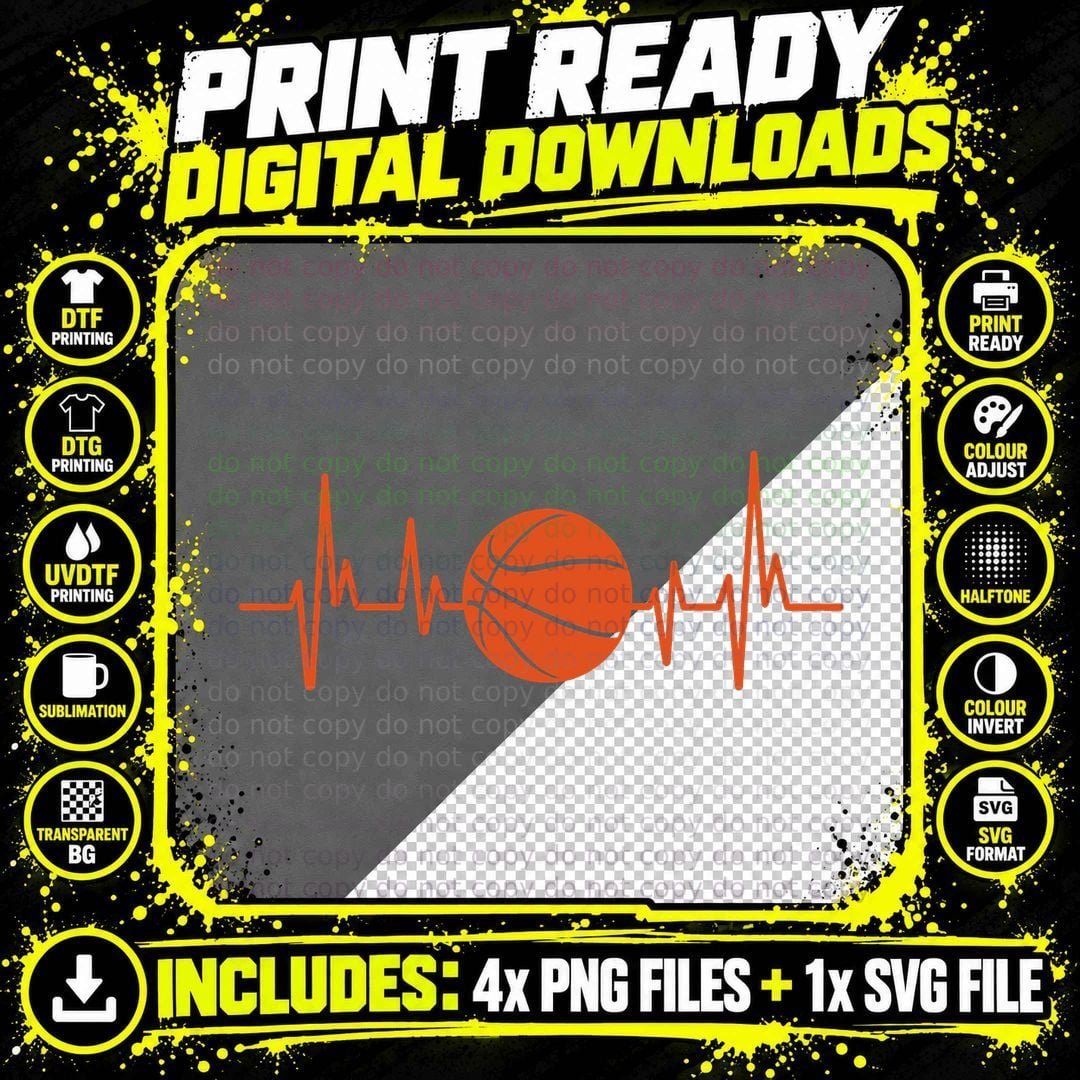 Bball Tshirt Heartbeat Basketball Tshirt Png SVG Digital Bundle