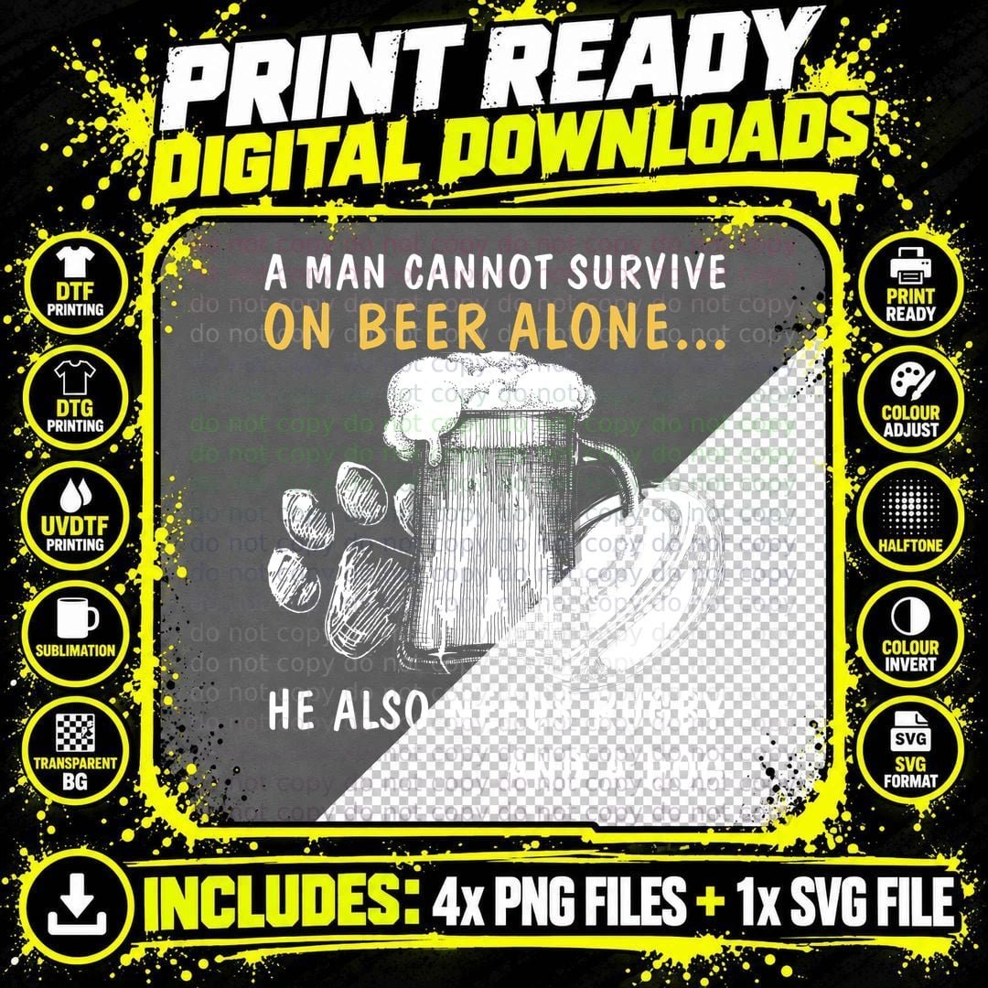 Beer Rugby and Dog Shirt, Hoppy Vibes, Pint and Foam Png SVG Digital Bundle