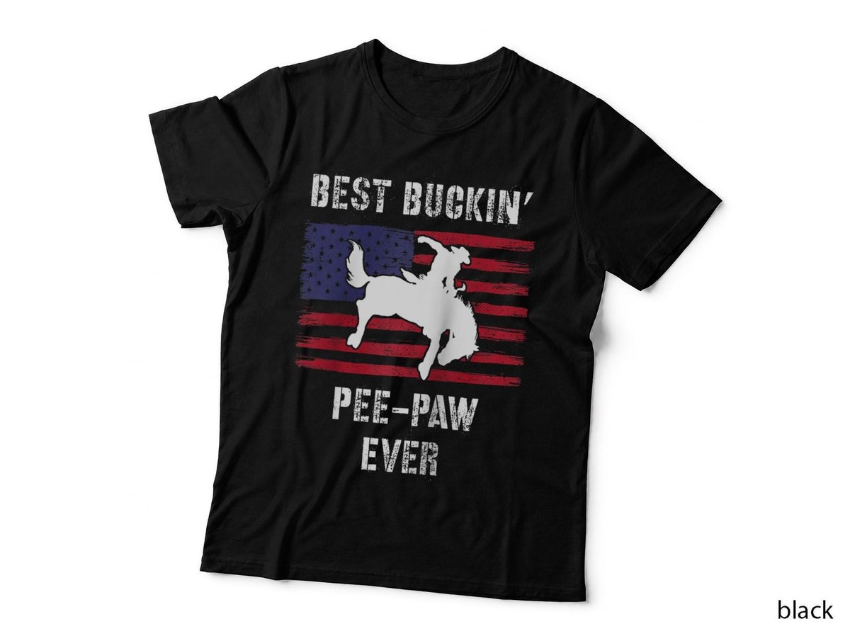 Best Buckin' Pee-Paw Ever American Flag Rodeo Cowboy Western Raglan Baseball Tee