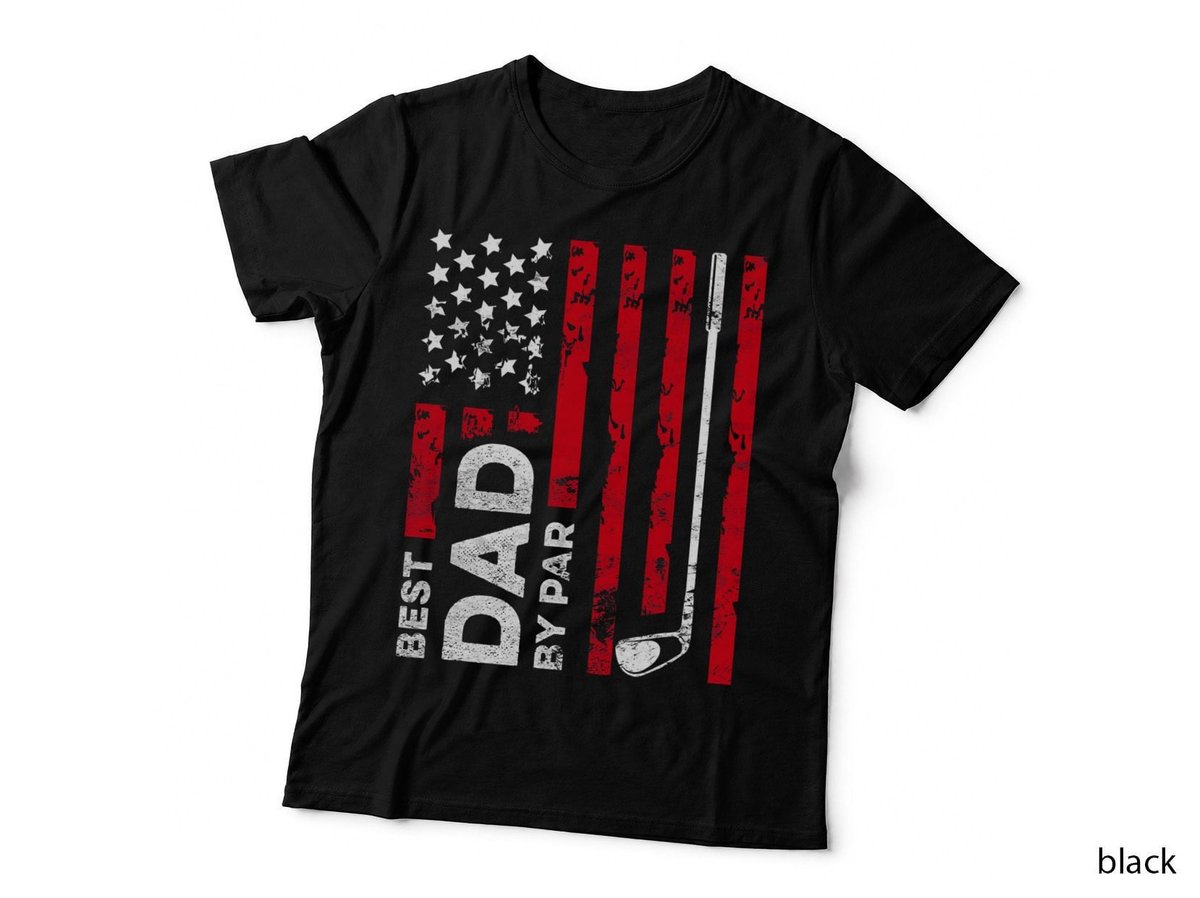 Best Dad by Par USA Flag - Funny Golf Father's Day T-Shirt