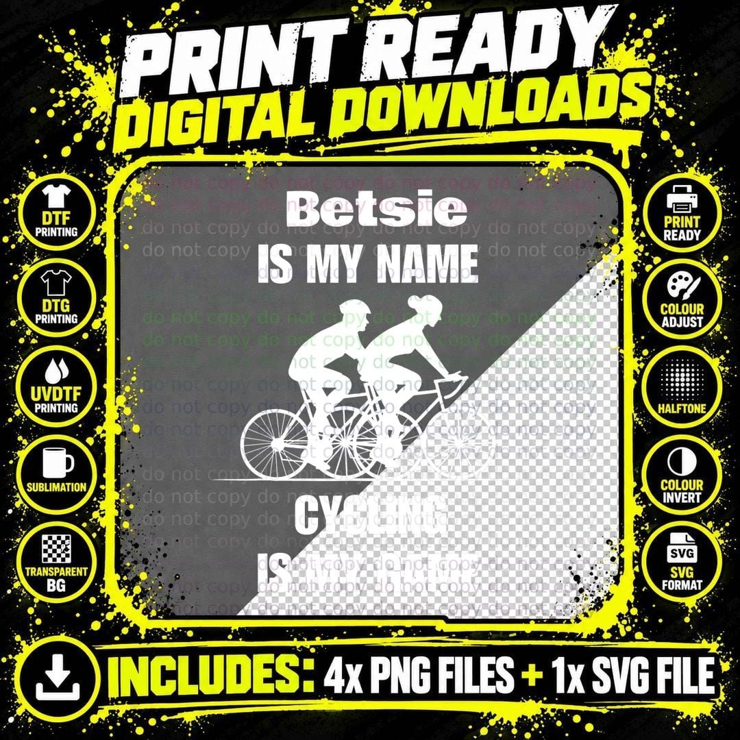 Bestie Is My Name Cycling Is My Game Funny Saying T-Shirt Png SVG Digital Bundle