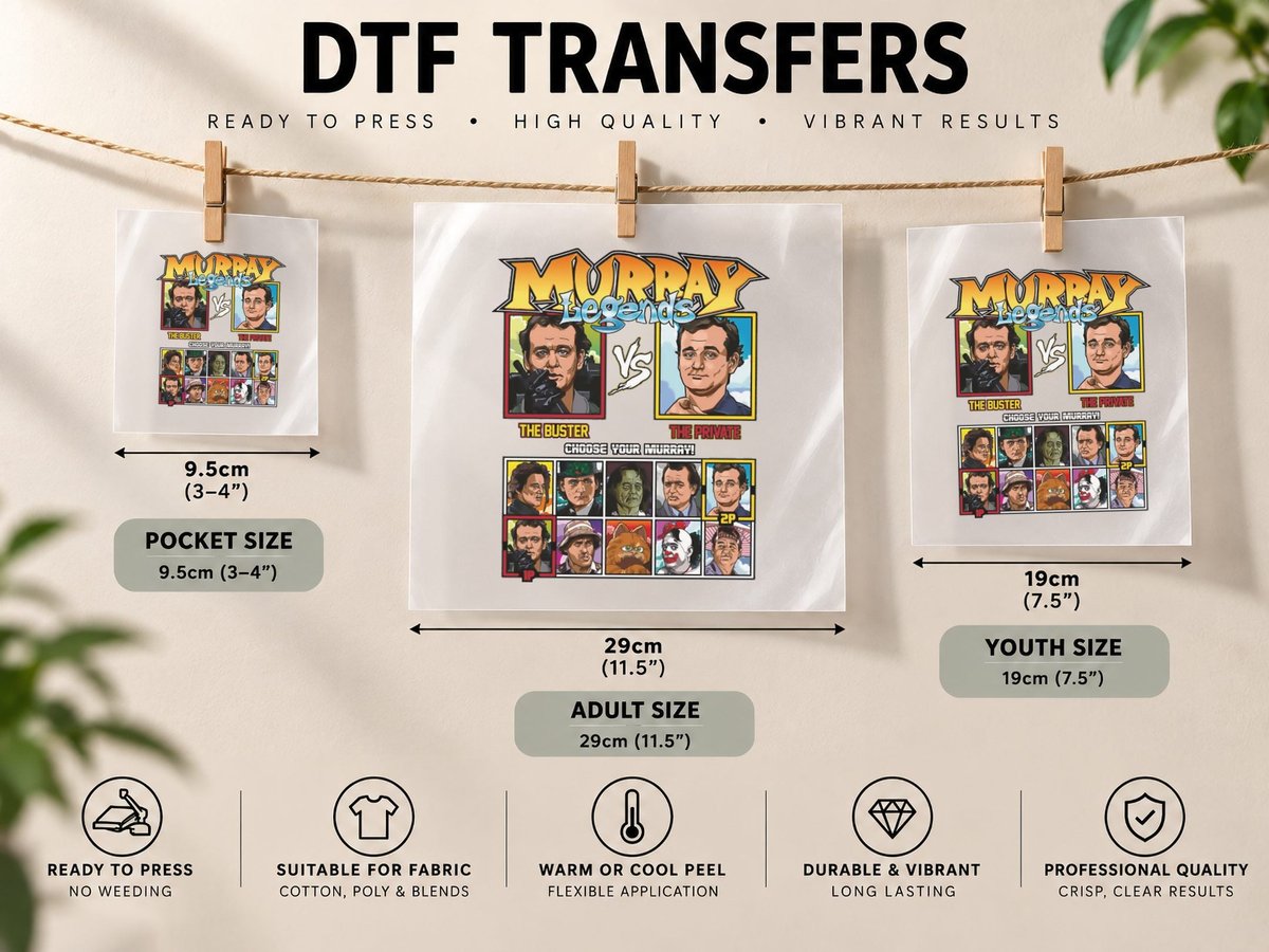 Bill Murray Legends Fighter DTF Transfer Iron On