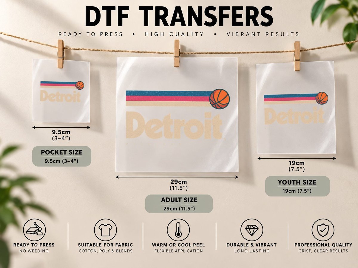 Blue Detroit Basketball B-Ball City Michigan Retro Detroit DTF Transfer Iron On