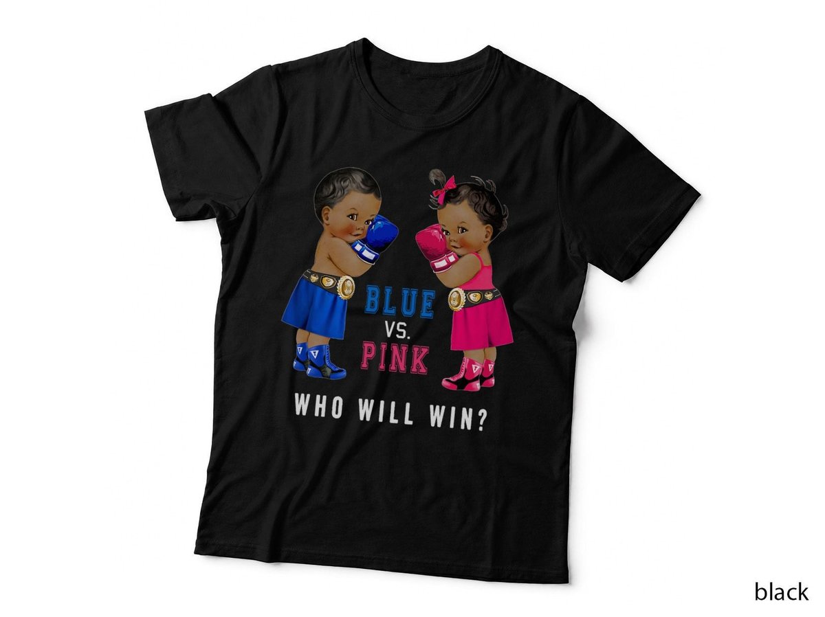 Blue vs Pink Ethnic Boxing Babies Gender Reveal S T-Shirt