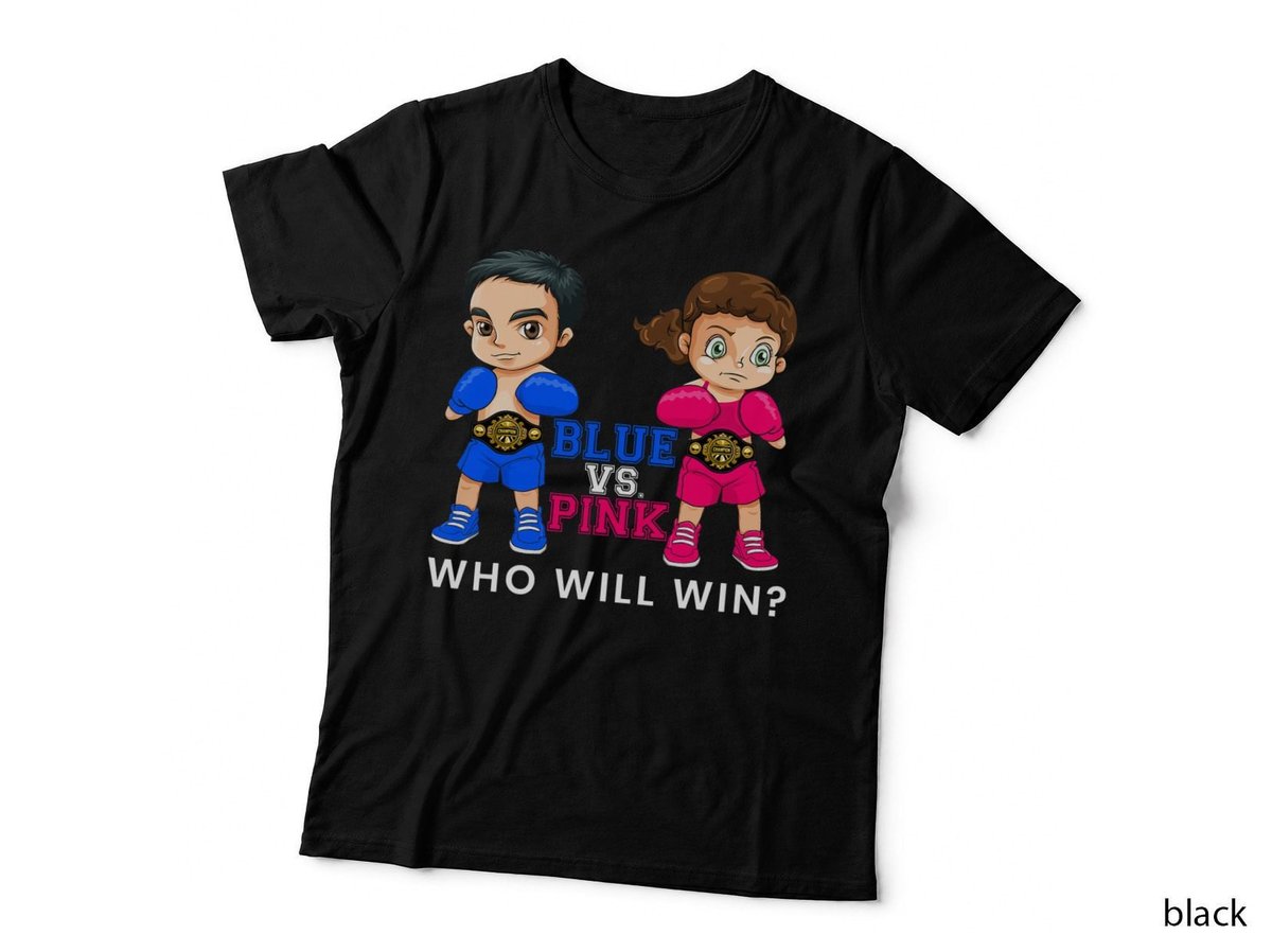 Blue vs Pink Who Will Win Boxing Baby Announcement Party T-Shirt