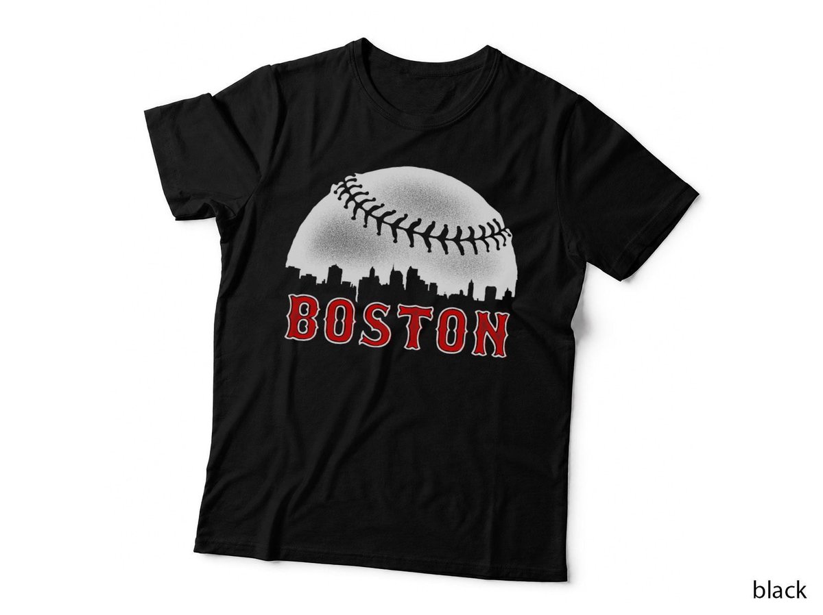 Boston City Skyline - Baseball T-Shirt