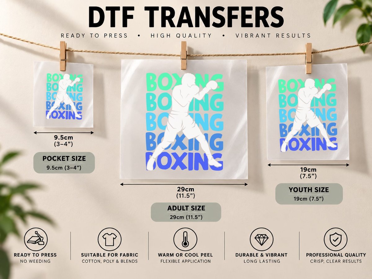 Boxing Boxer Boys Men Kids DTF Transfer Iron On