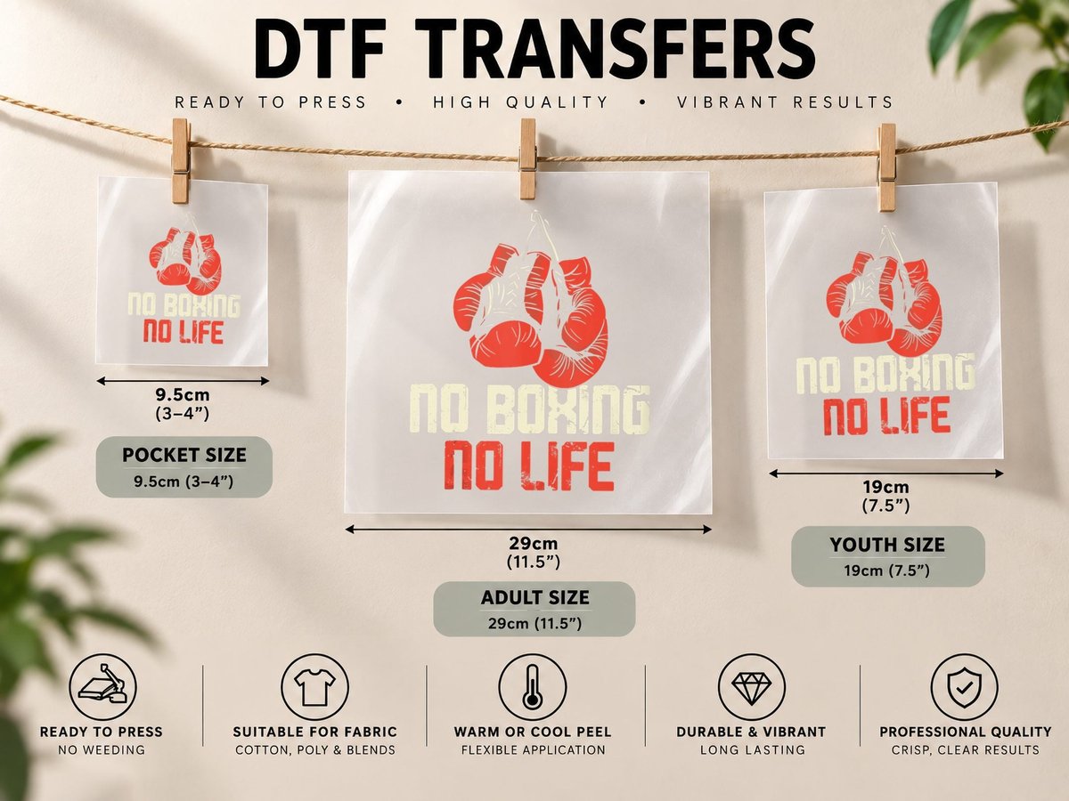 Boxing Gloves Vintage No Boxing No Life DTF Transfer Iron On