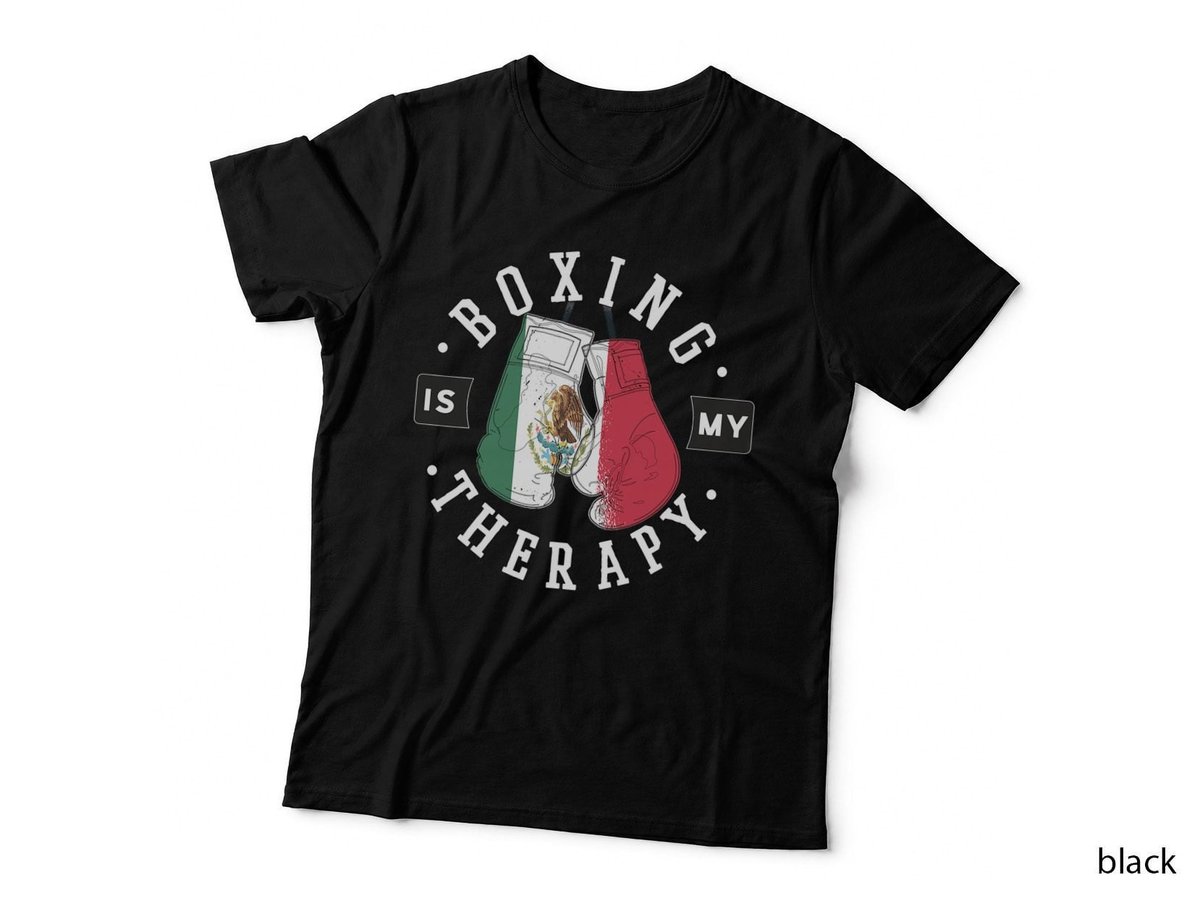 Boxing Is My Therapy Mexico Boxing Glove Mexican Flag Boxer T-Shirt
