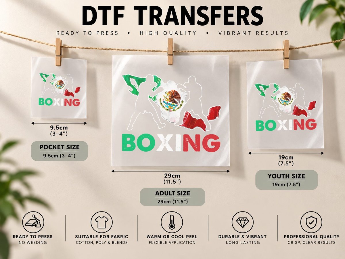 Boxing Mexican Boxers Mexico Flag DTF Transfer Iron On