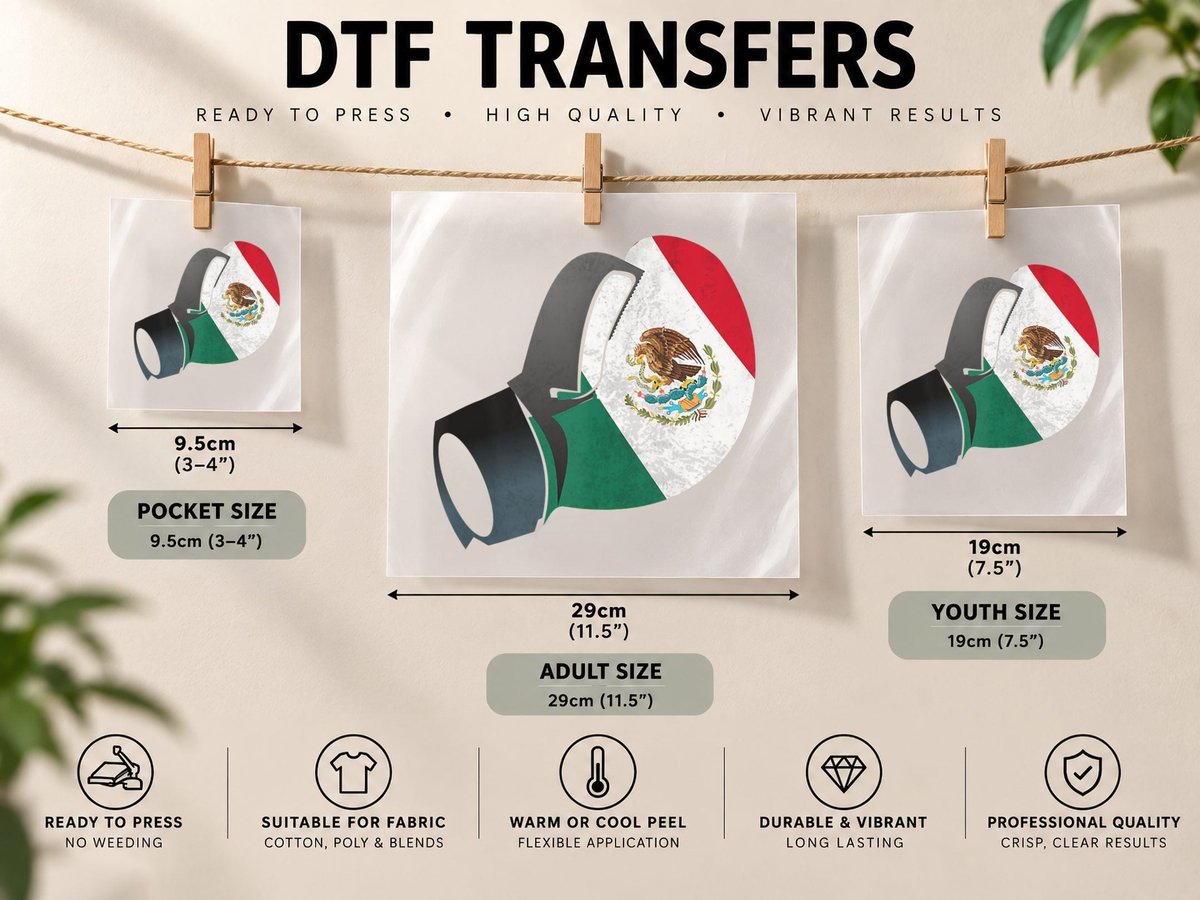 Boxing Mexico W Mexican Flag DTF Transfer Iron On