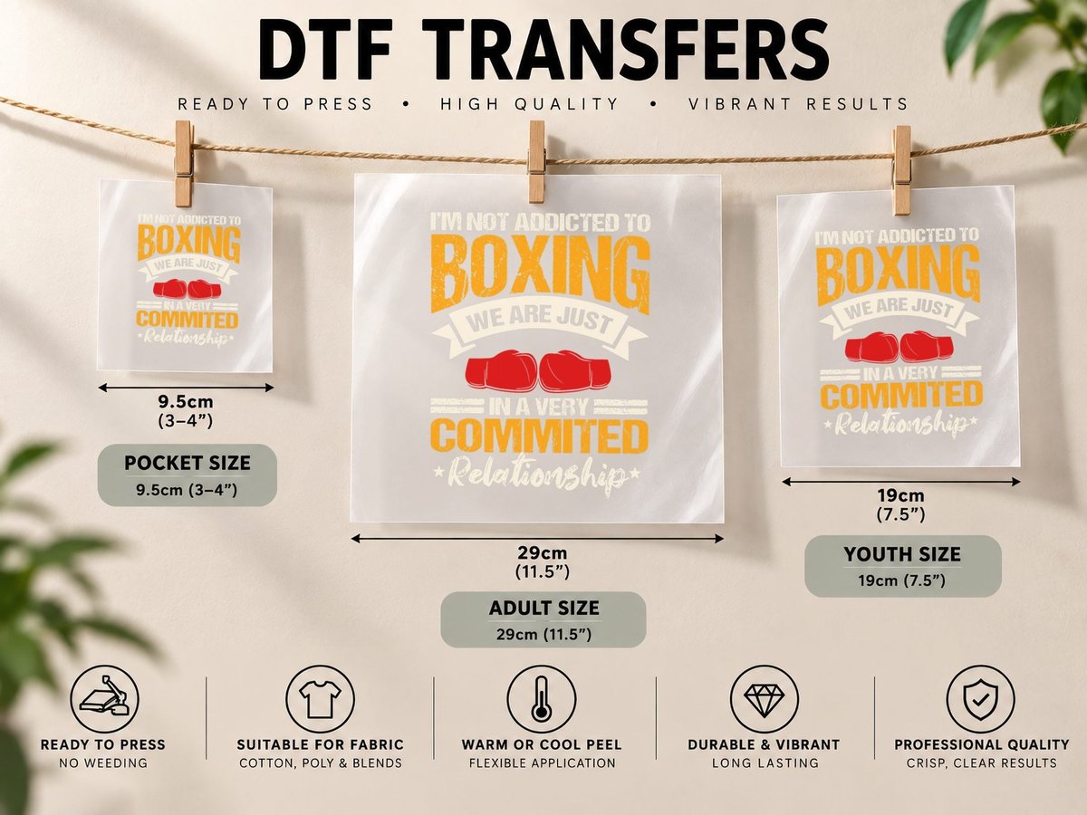 Boxing Ring Gloves Boxer Sport Coach Trainee DTF Transfer Iron On