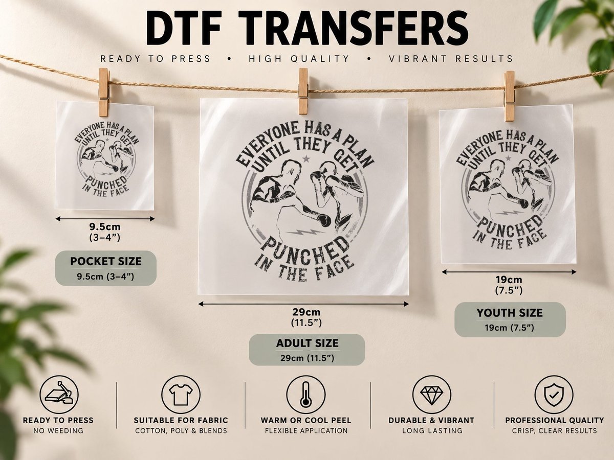 Boxing Vintage Everyone Has a Plan Until They Get Punched DTF Transfer Iron On