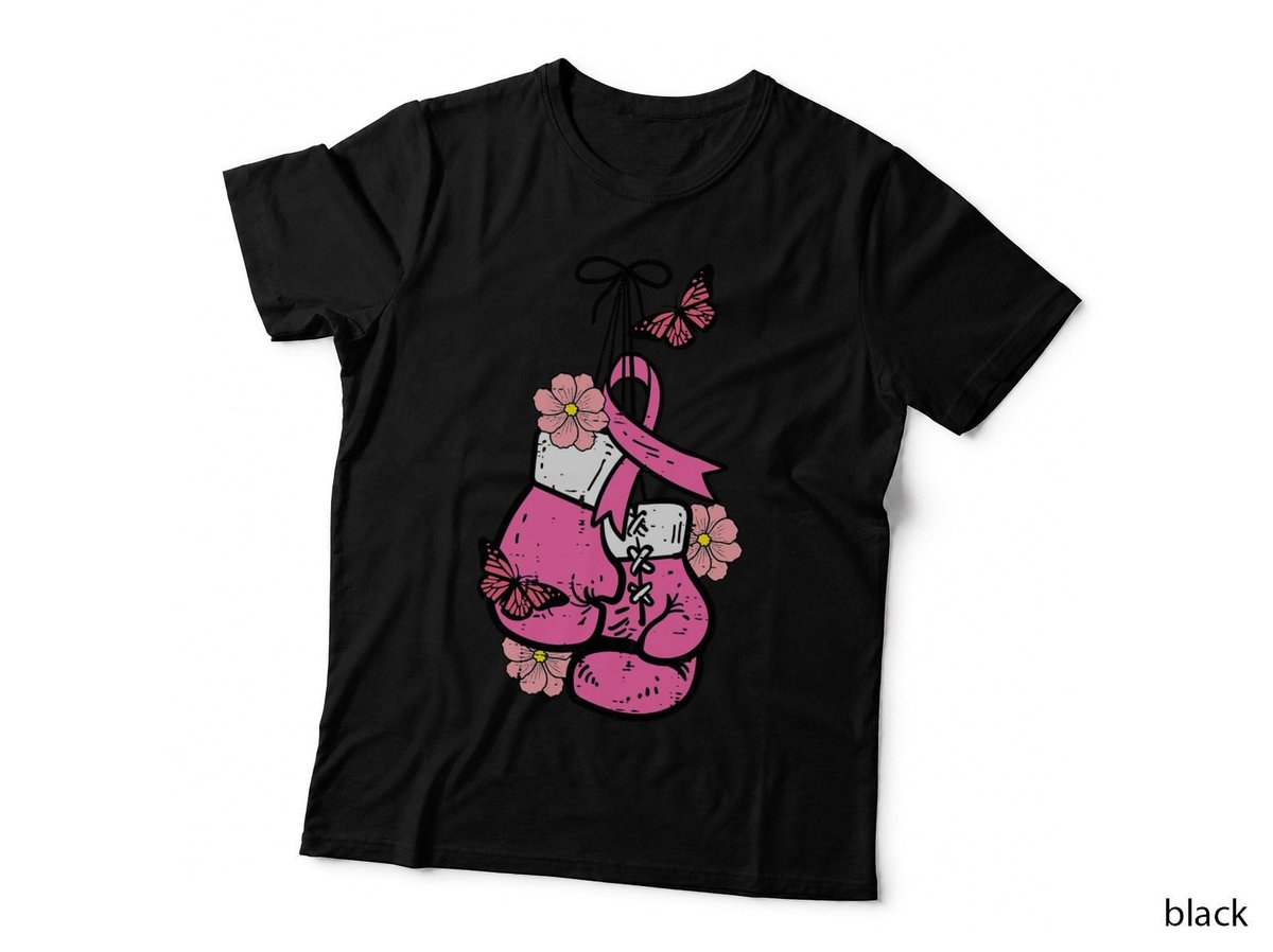 Breast Cancer Boxing Glove Pink Ribbon Awareness Fight Women T-Shirt