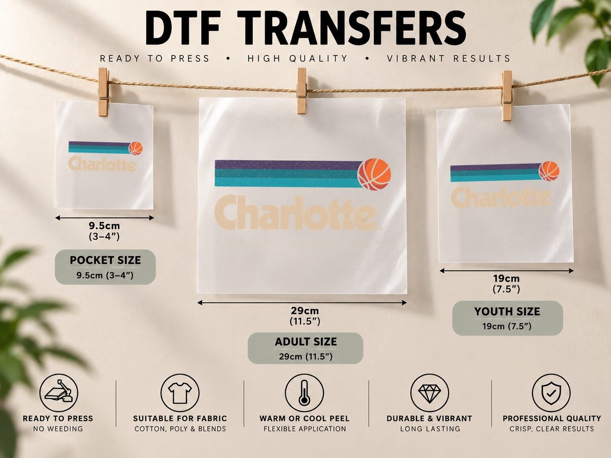 Charlotte Basketball B-Ball City North Carolina Charlotte DTF Transfer Iron On