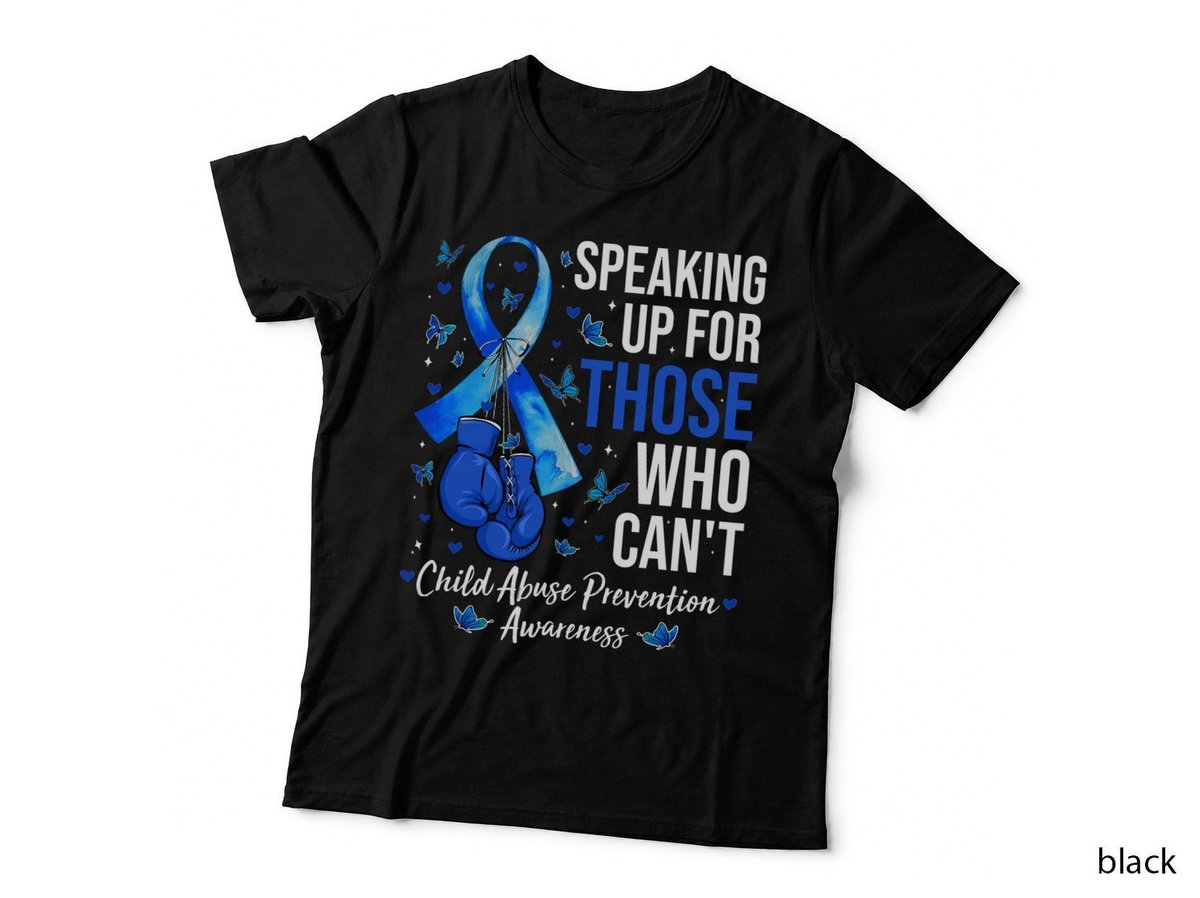 Child Abuse Prevention Awareness Boxing Gloves Blue Ribbon T-Shirt