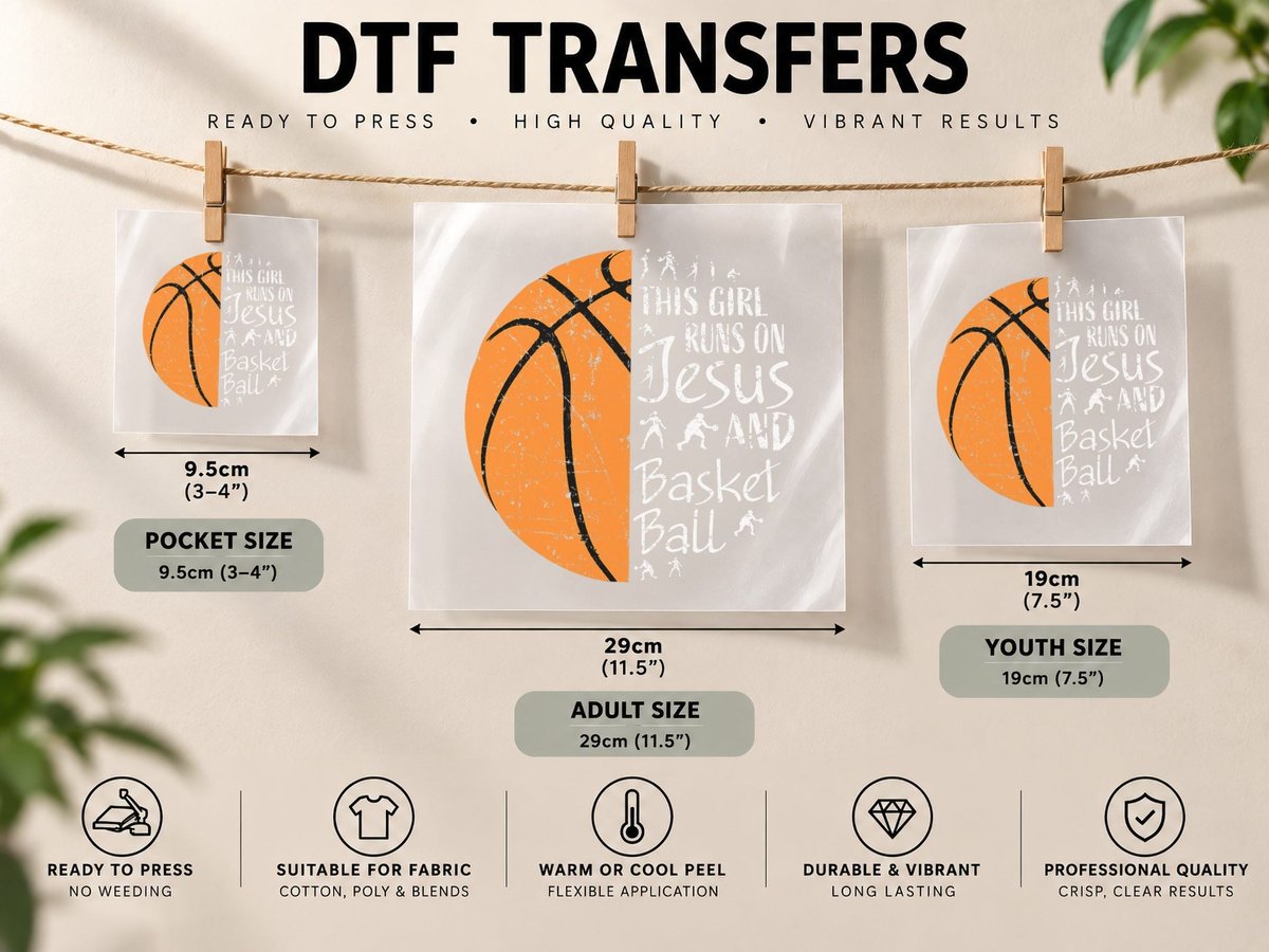 Christian Basketball Gifts Womenn Girls Jesus Sayings DTF Transfer Iron On