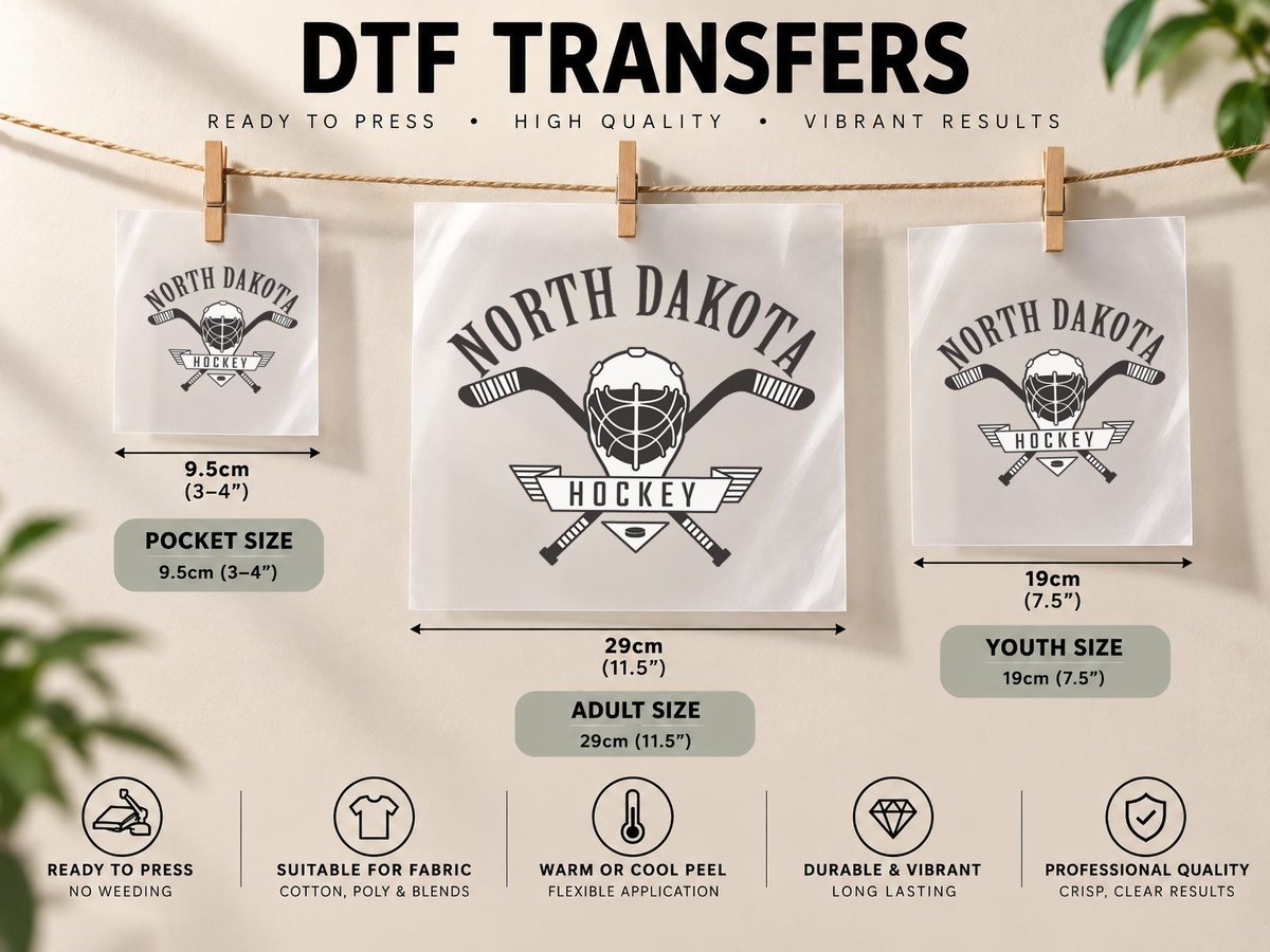 Classic North Dakota Hockey Copy DTF Transfer Iron On