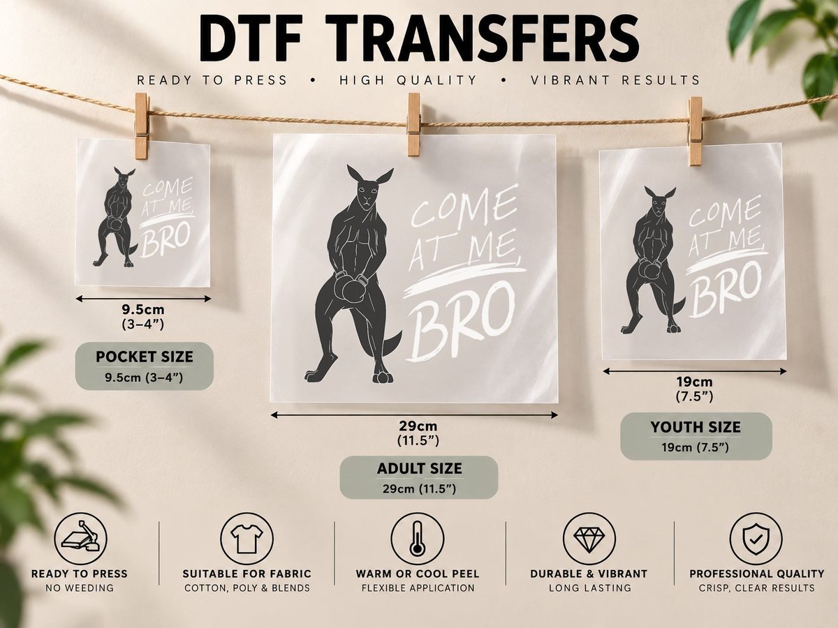 Come at Me Bro Funny Kangaroo Boxer Boxing Gift T DTF Transfer Iron On