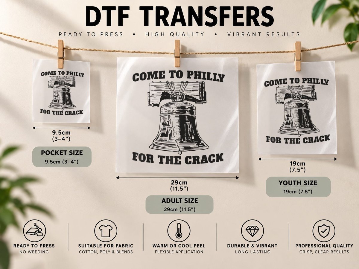 Come to Philly for the Crack Raglan Baseball DTF Transfer Iron On
