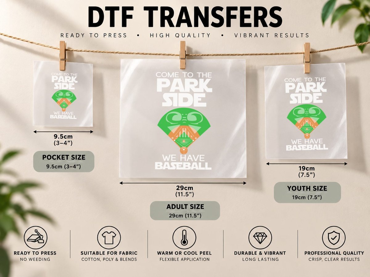 Come to the Park Side We Have Baseball, Coach Life DTF Transfer Iron On