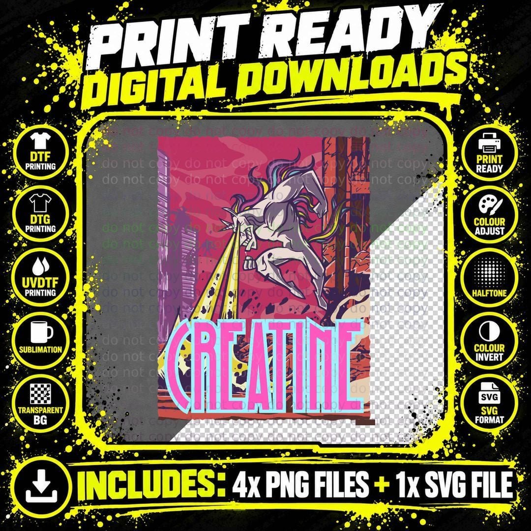 Creatine Gym Workout Funny Unicorn T-Shirt Png SVG Digital Bundle