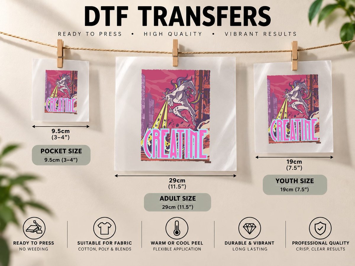 Creatine Gym Workout Funny Unicorn DTF Transfer Iron On