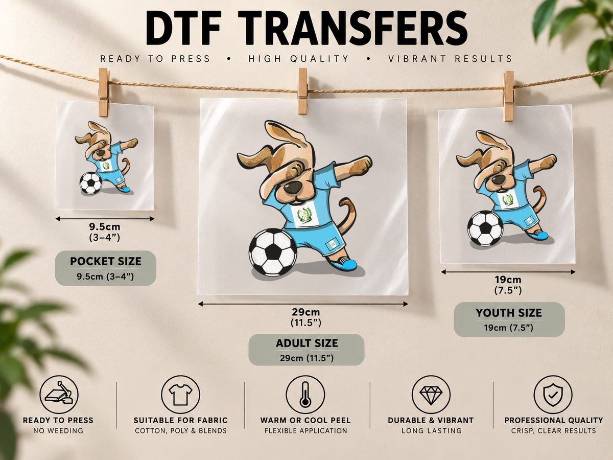 Dabbing Dog Guatemala Soccer Guatemalan Flag Football DTF Transfer Iron On