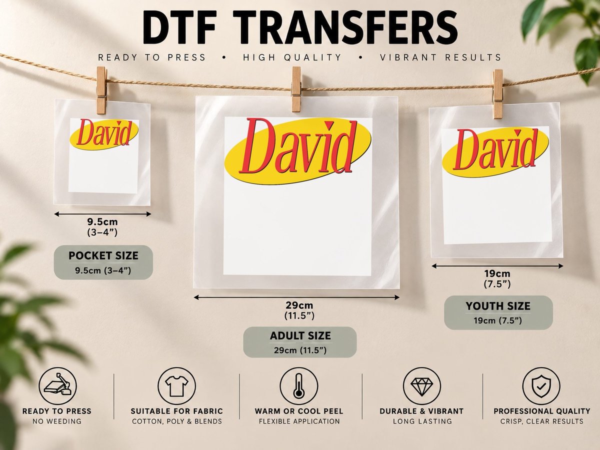 David Baseball ¾ Sleeve DTF Transfer Iron On