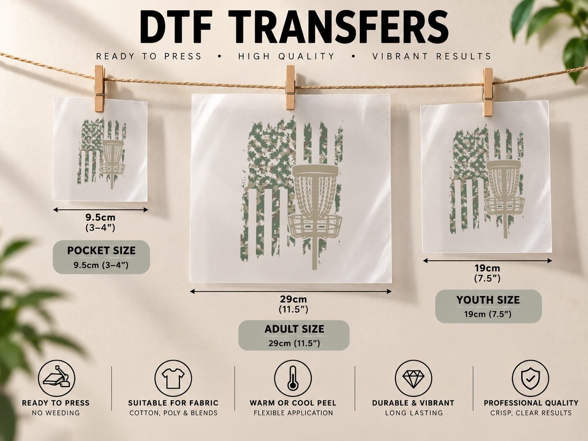 Disc Golf Player American Flag Disc Golf DTF Transfer Iron On