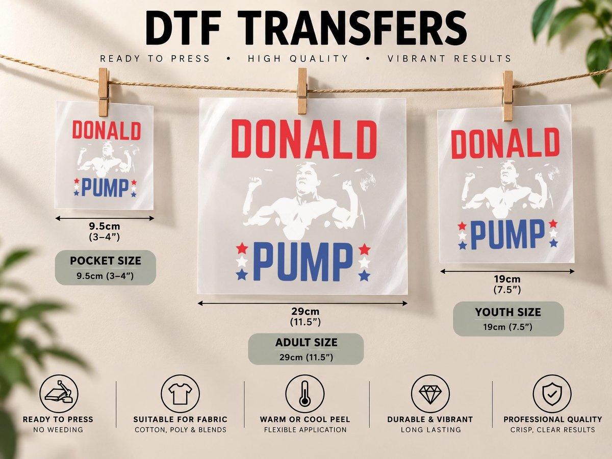 Donald Pump Gym Workout Trump DTF Transfer Iron On