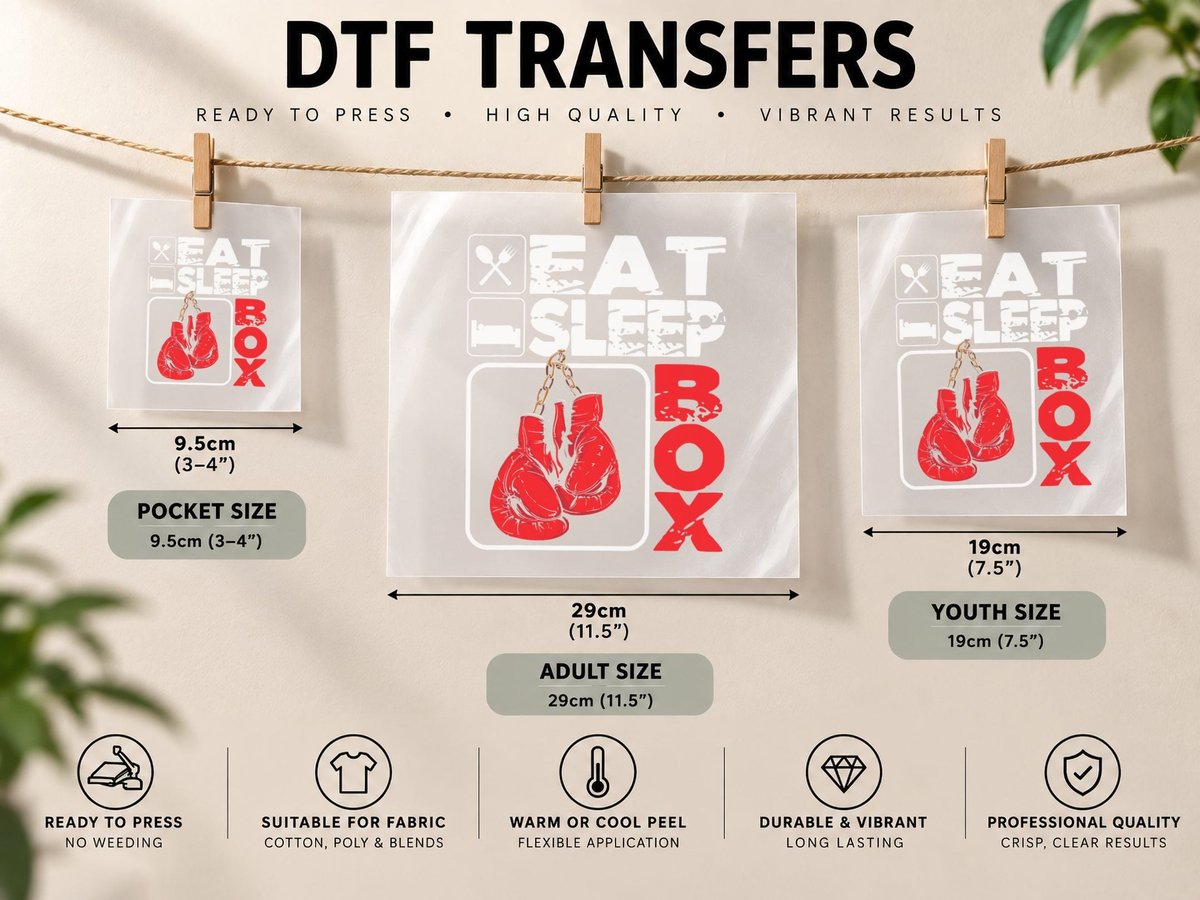 Eat Sleep Box - Boxing Lover Gym Boxer Kickboxing Kickboxer DTF Transfer Iron On