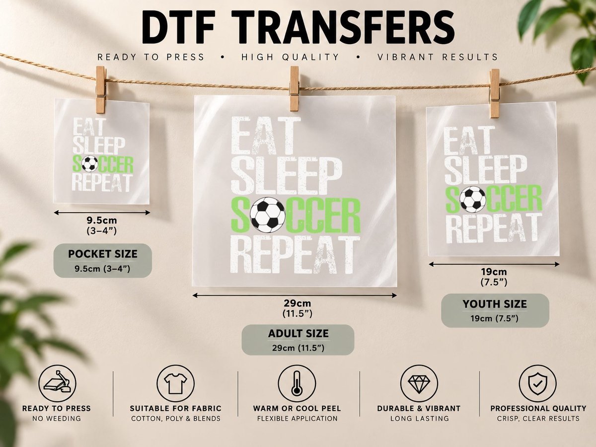 Eat Sleep Soccer Repeat Cool Sport Player Gift Copy DTF Transfer Iron On