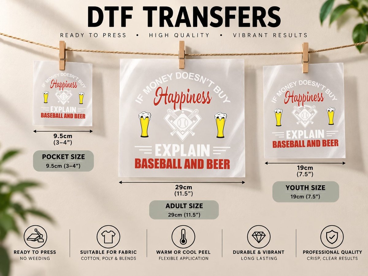 Explain Baseball and Beer, Game Day, Team Spirit DTF Transfer Iron On