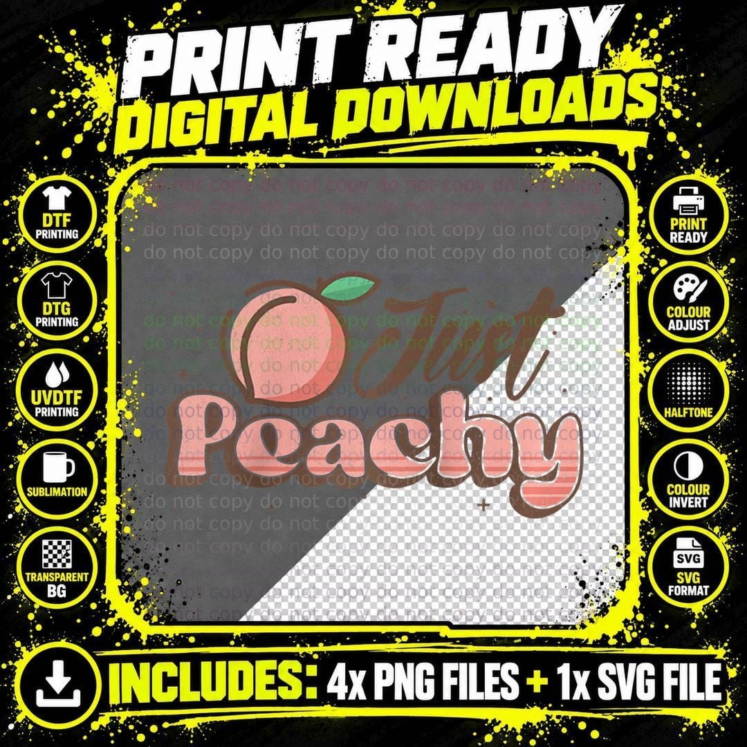 Feeling Peachy Retro 70s Georgia Peaches Funny Peach Png SVG Digital Bundle