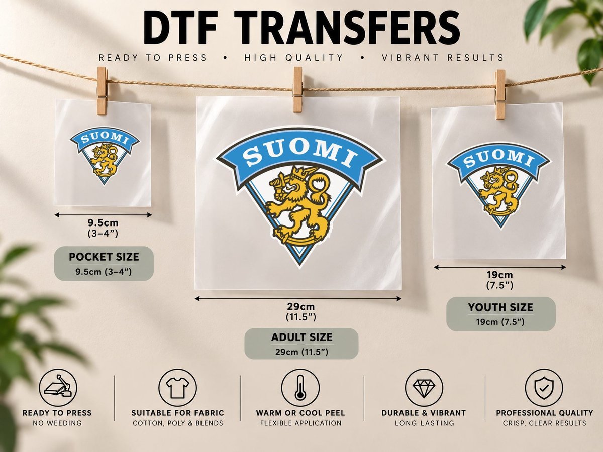 Finland National Ice Hockey DTF Transfer Iron On
