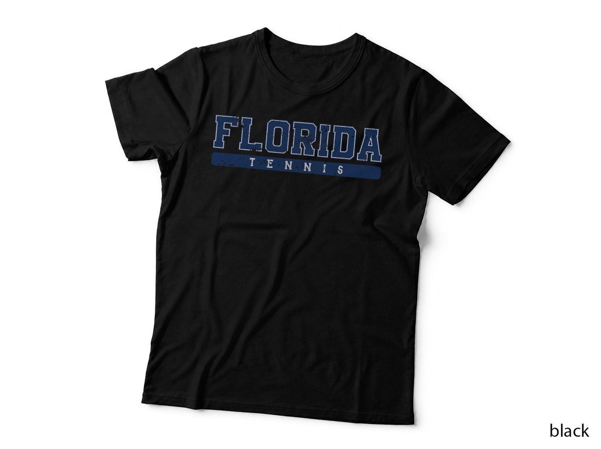 Florida Tennis Blue Vintage Text T-Shirt
