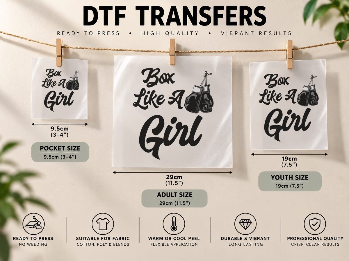 Funny Box Like a Girl T T Boxing Gloves DTF Transfer Iron On