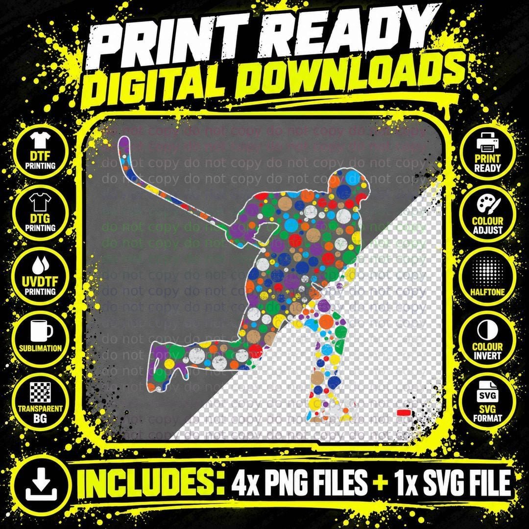 Funny Colourful Polka Dot Hockey International Dot Day Png SVG Digital Bundle