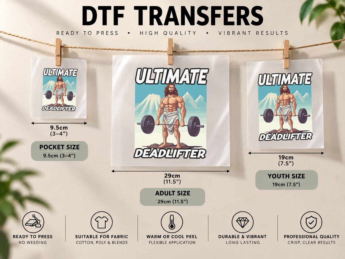 Funny Jesus Gym Workout Ultimate Deadlifter Jesus DTF Transfer Iron On