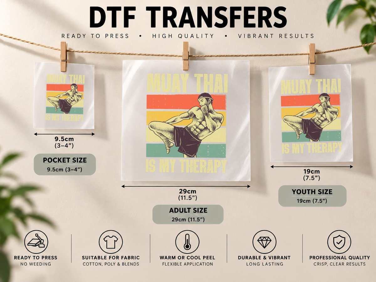Funny Muay Thai Design for Men Women Kids Muay Thai Boxing DTF Transfer Iron On