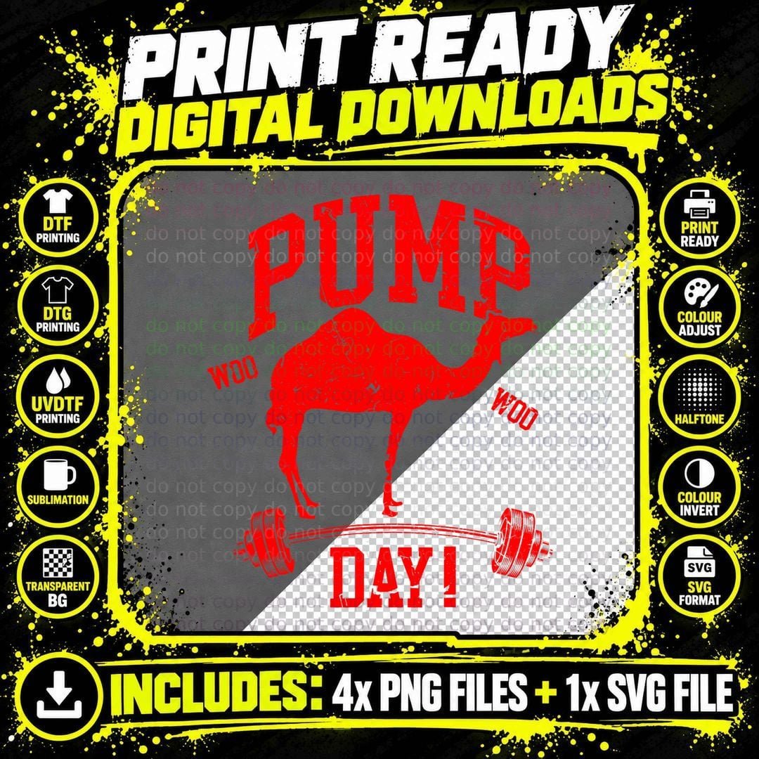 Funny Pump Day Hump Day Camel Weight Lifting Training Png SVG Digital Bundle