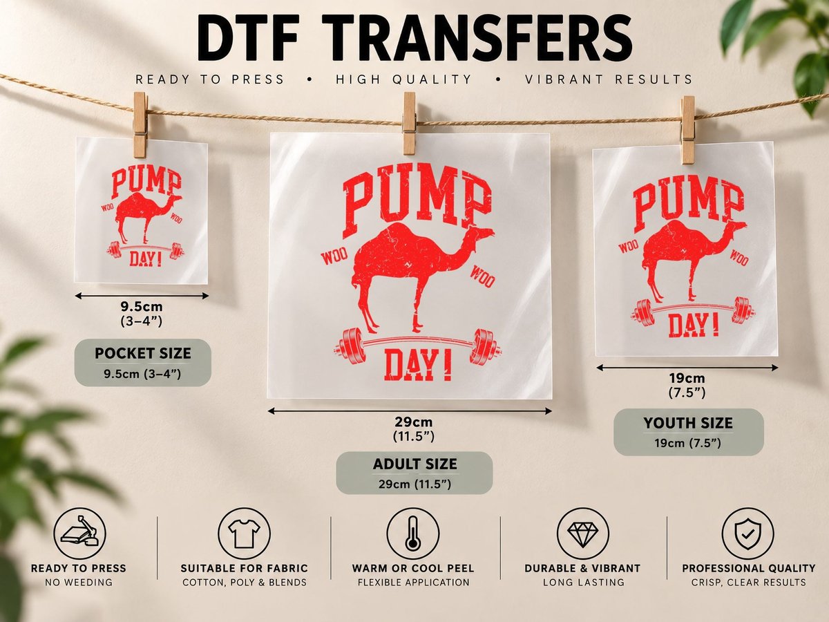 Funny Pump Day Hump Day Camel Weight Lifting Training Gym DTF Transfer Iron On