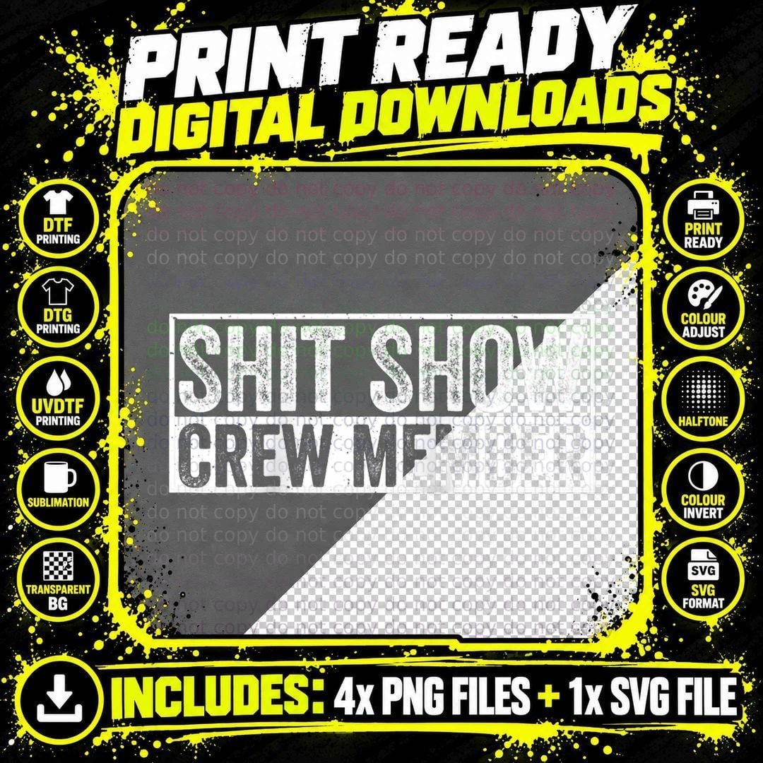 Funny Shit Show Crew Member Raglan Baseball Tee Png SVG Digital Bundle