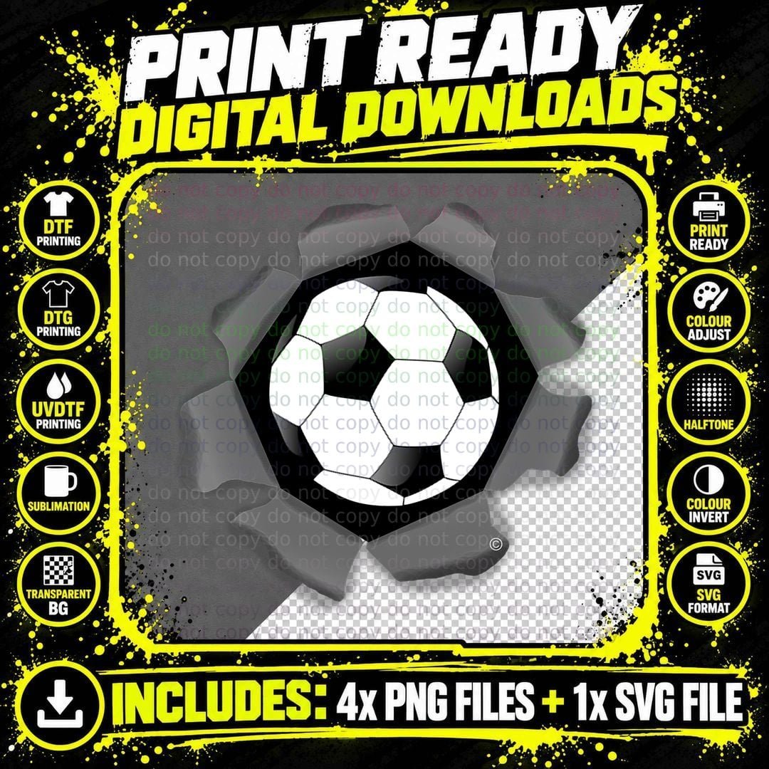 Funny Soccer Ball Burst for Girls, Boys & Adults T-Shirt Png SVG Digital Bundle