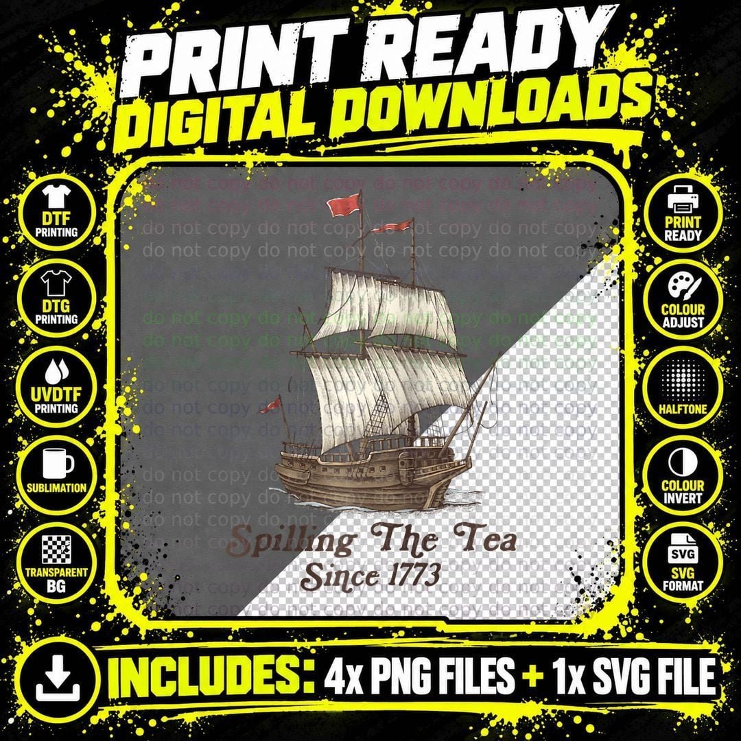 Funny US History Teacher Boston Spilling the Tea Since Png SVG Digital Bundle