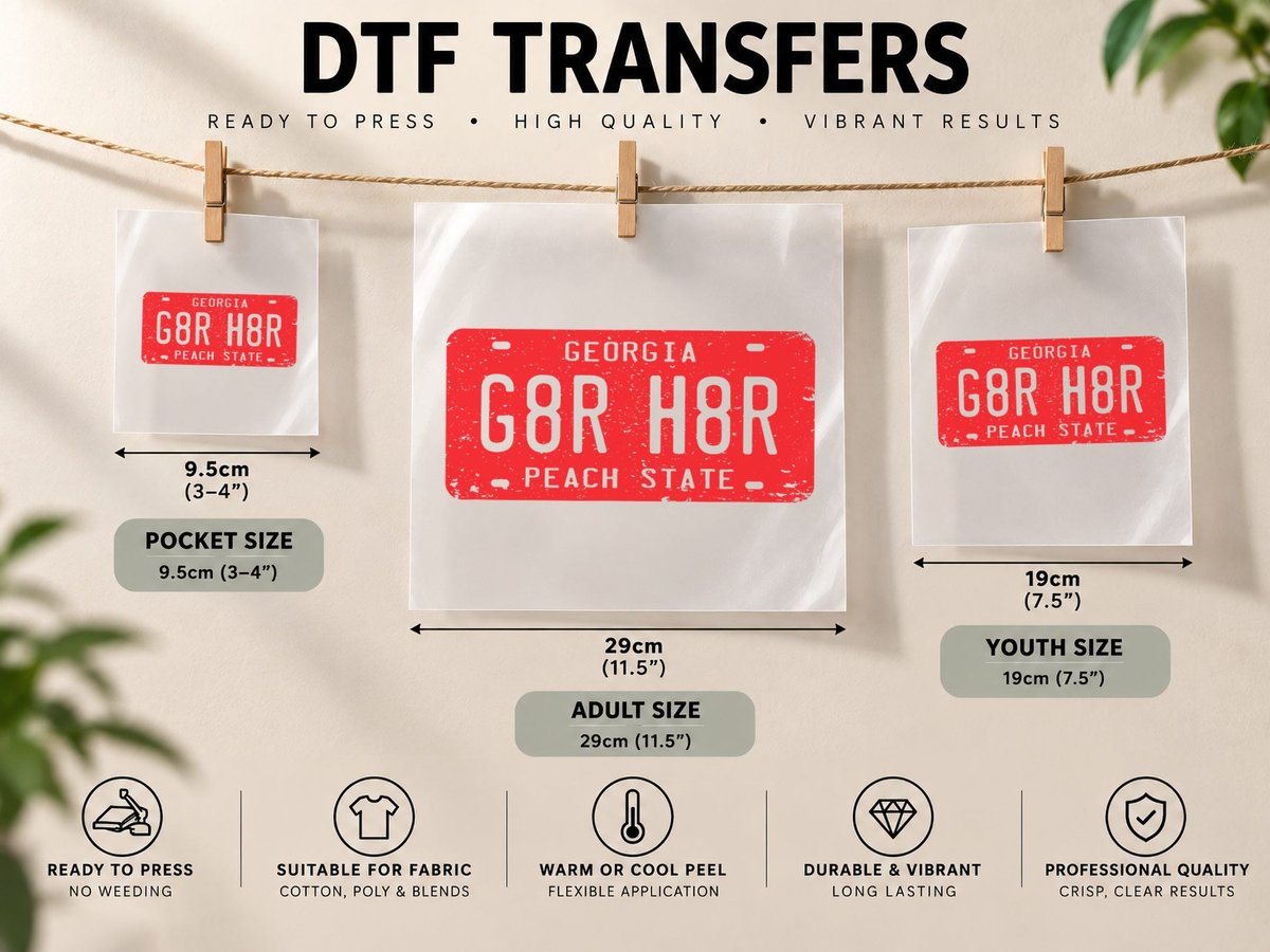 G8r H8r Georgia License Plate Football DTF Transfer Iron On