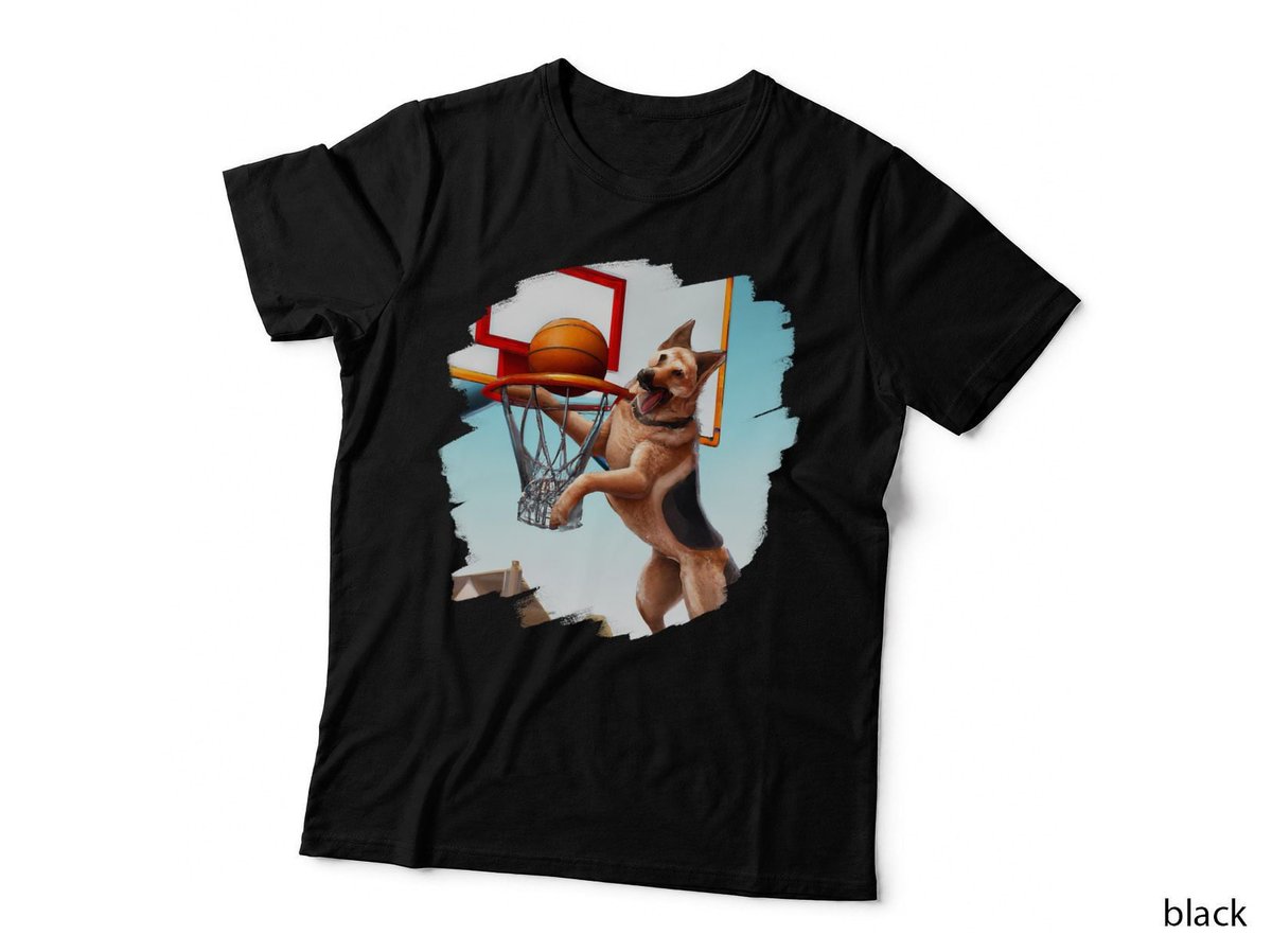 German Shepherd Playing Basketball Funny Dog Basketball T-Shirt